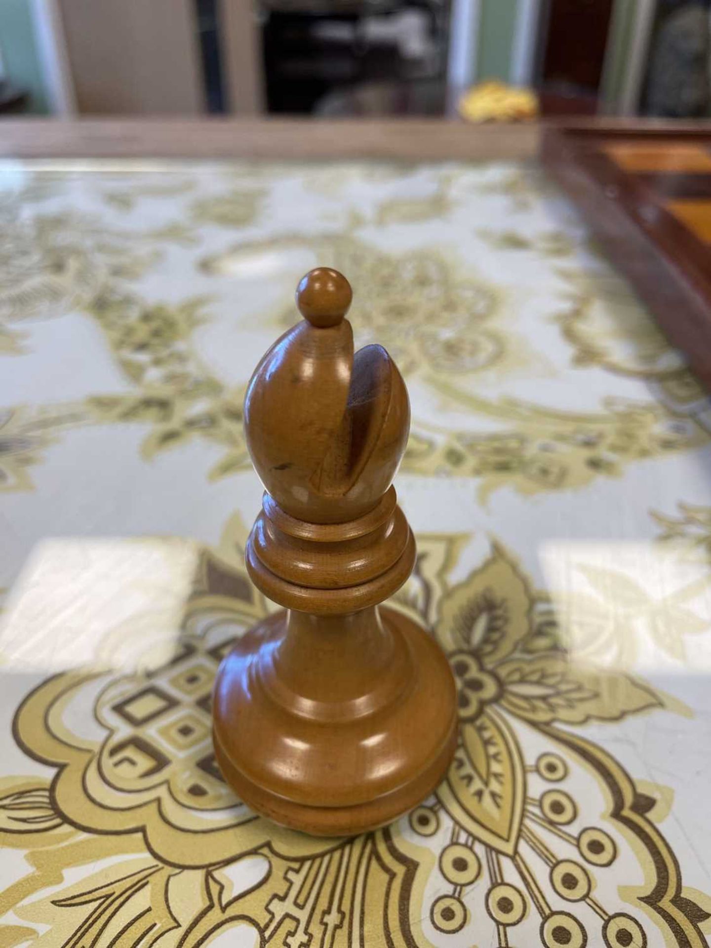 A Staunton club size chess set by Jaques of London, boxwood and ebony, together with the box and a - Image 12 of 20