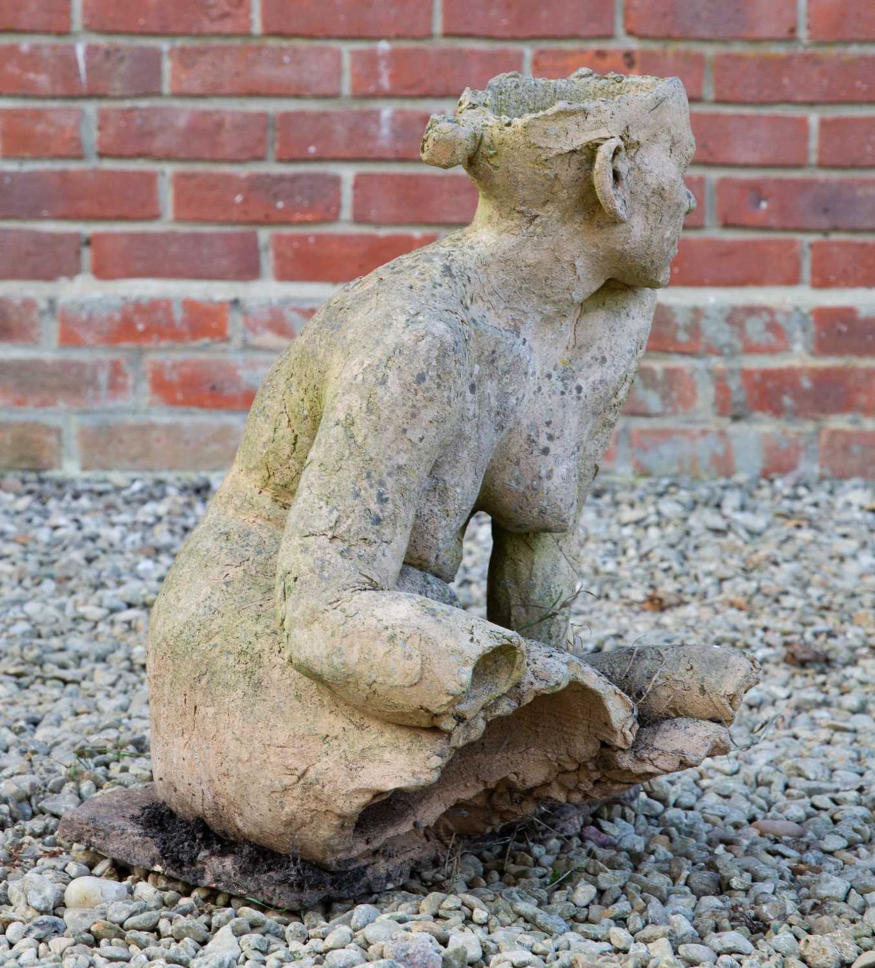 A 20th century English School head and torso sculpture of a seated female, 56cm highWeathered - Image 2 of 3