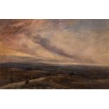 Bernard Evans (1848-1922) 'Crossing the Welsh moors', watercolour on paper, 33cm x 49cm