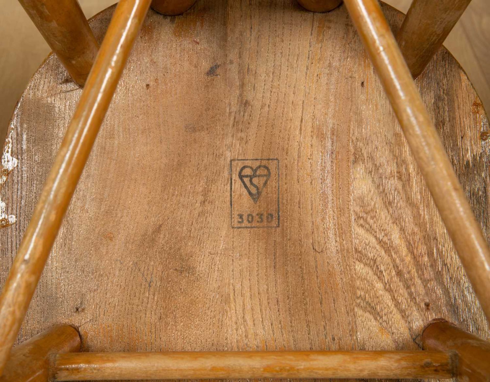 A set of four child-sized Ercol light elm chairs with blank cartouche dots to the reverse, - Image 4 of 4