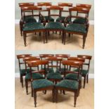 A set of sixteen Regency-style mahogany bar back dining chairs, with turned tapering front legs