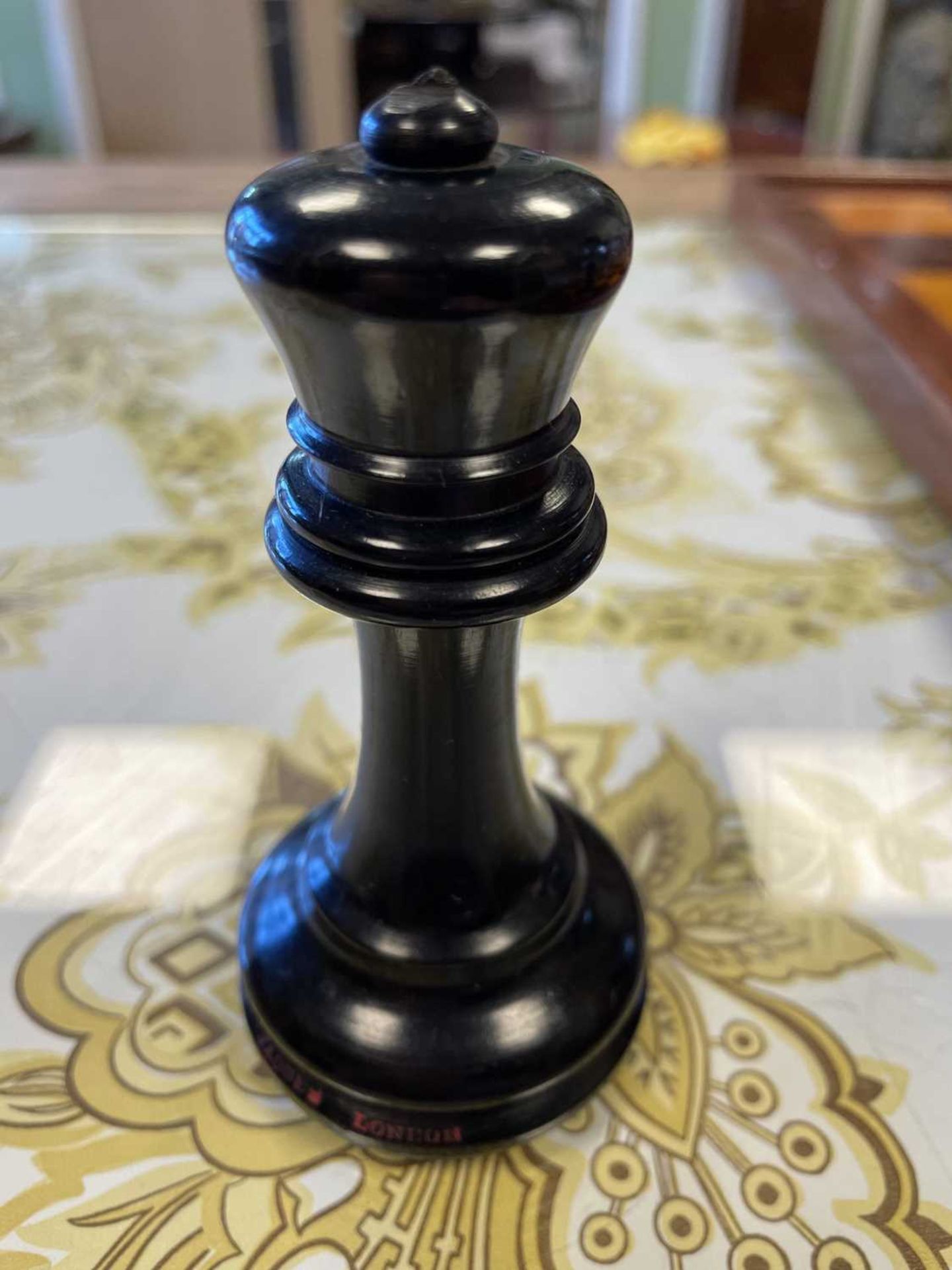 A Staunton club size chess set by Jaques of London, boxwood and ebony, together with the box and a - Image 5 of 20