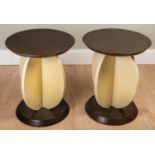 Julian Chichester (contemporary), a pair of side or occasional tables with brown circular tops, 50cm