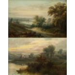 W. Stone (19th century English school) Pair of untitled landscapes, oil on canvas, signed and