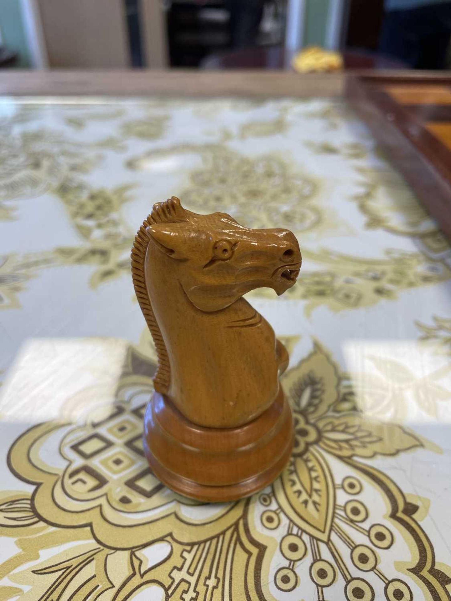 A Staunton club size chess set by Jaques of London, boxwood and ebony, together with the box and a - Image 13 of 20