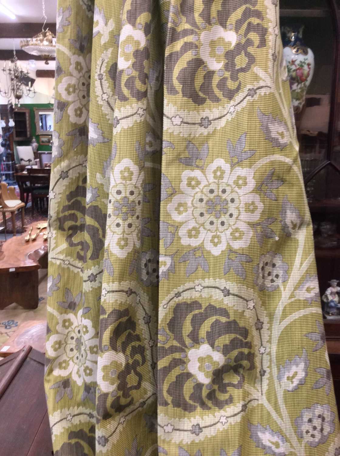 Two pairs of green curtains, each curtain approximately 350cm long x 198cm wide - Image 6 of 6