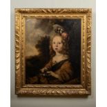 18th century English school 'Young Girl with Floral Headdress', oil on canvas, unsigned, 67cm x
