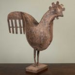 A tin sculpture of a chicken, 54cm wide x 45cm highOxidised overall, minor marks and dents.