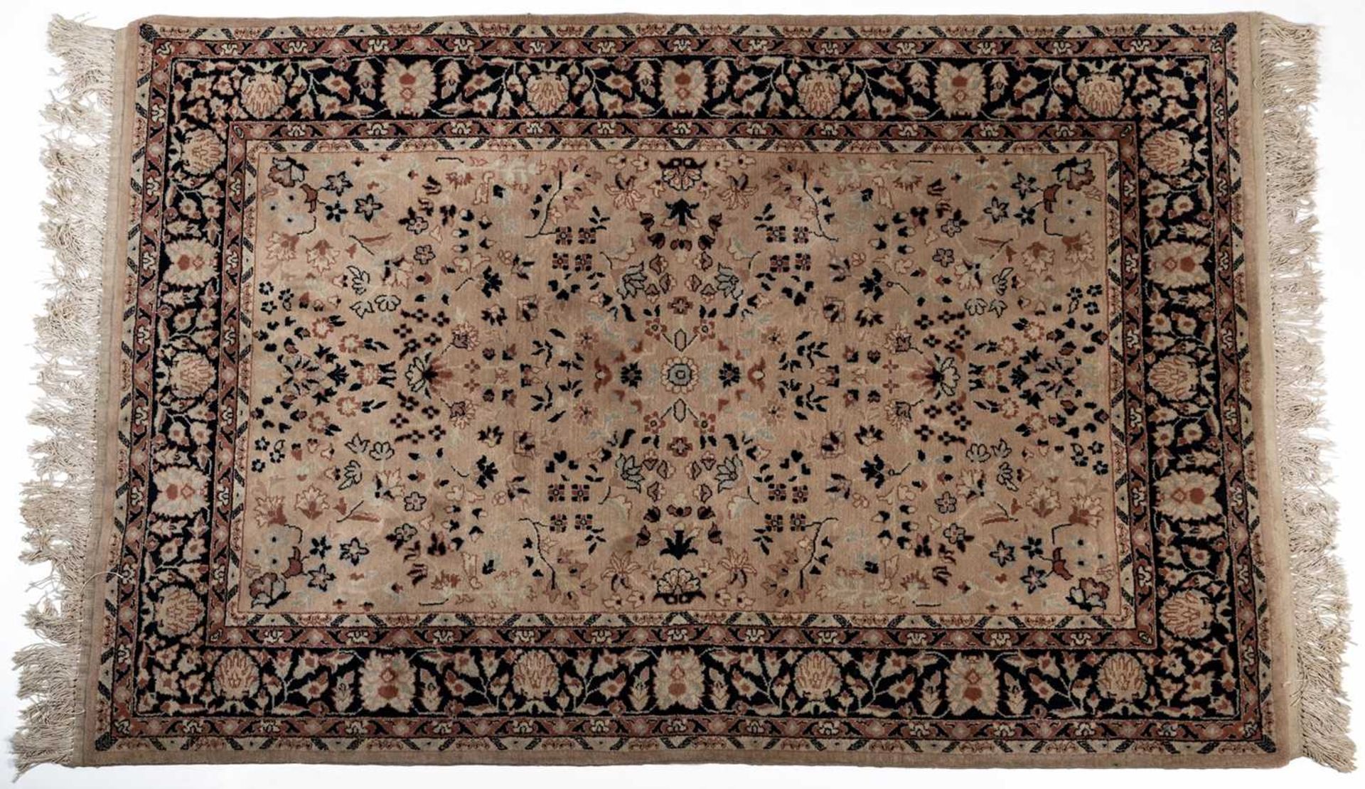 A small Turkey red ground rug together with a group of four further modern Oriental rugs (5)The - Image 4 of 11