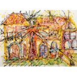 Rees (Contemporary) 'The Yellow Villa', mixed media, signed and dated 2010 lower right, 55cm x 73.