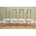 A set of Italian mid/late 20th century chrome and Perspex dining chairs, with overstuffed