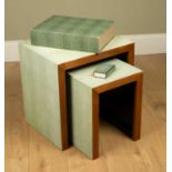 A collection of Oka faux shagreen to include a nest of two occasional tables, the larger table