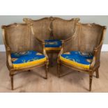 A 20th century gilt Berger suite consisting of a two seater sofa and two chairs, all with double