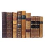 A group of nine leather bound Antiquarian titles vis:- Rimius, Henry. Memoirs of the House of