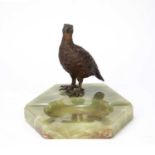 An early to mid 20th century Austrian cold painted bronze Grouse on an onyx tray, grouse marked '