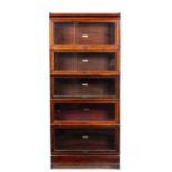 An early 20th century Globe Wernicke five tier mahogany bookcase with glazed doors, 86.5cm wide x