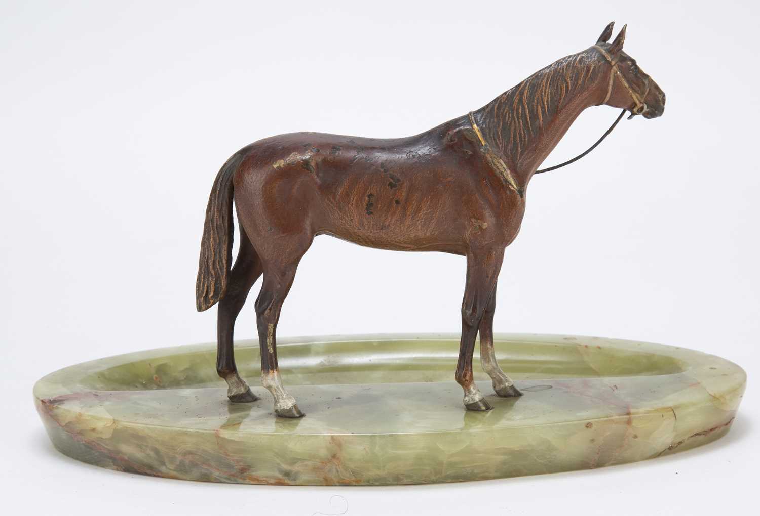 An early 20th century Austrian cold painted bronze coloured horse signed J.C.Sader to the underside, - Image 2 of 3