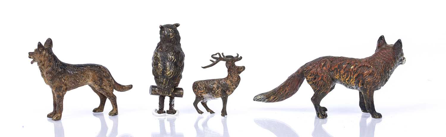 An Austrian cold painted coloured bronze fox 10cm wide x 5cm high together with a cold painted - Image 2 of 3