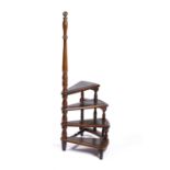 A set of Edwardian style mahogany and leather inset library steps 40cm wide 113cm high