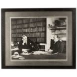 A facsimile printed photograph of Winston Churchill and Stanley Baldwin 40cm x 35cm together with