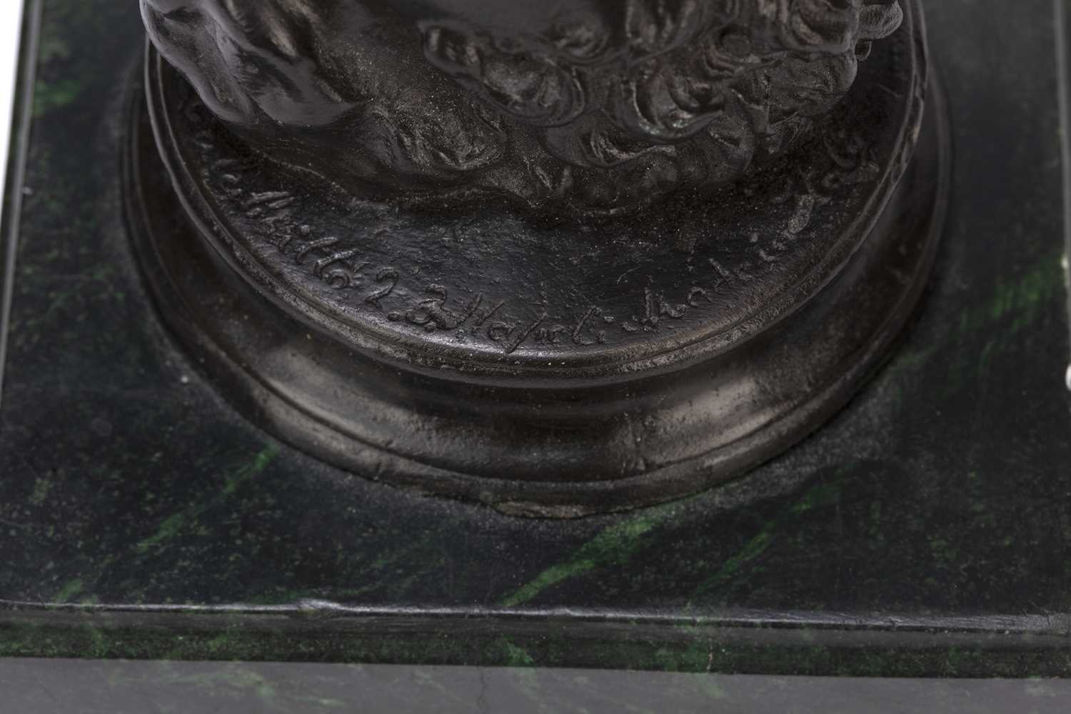 A 20th century bronze statue of Mercury after the original by Giambologna, mounted on a green marble - Image 7 of 7