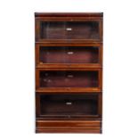 An early 20th century Globe Wernicke four tier mahogany bookcase with glazed doors, 86.5cm wide x