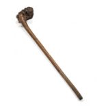A 19th century, possibly Fijian, root stock club with a hatched handle, 61cm in lengthIn good