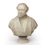 Henry Weekes (1807-1877) Marble head and shoulder bust, Victorian gentleman, signed to reverse H