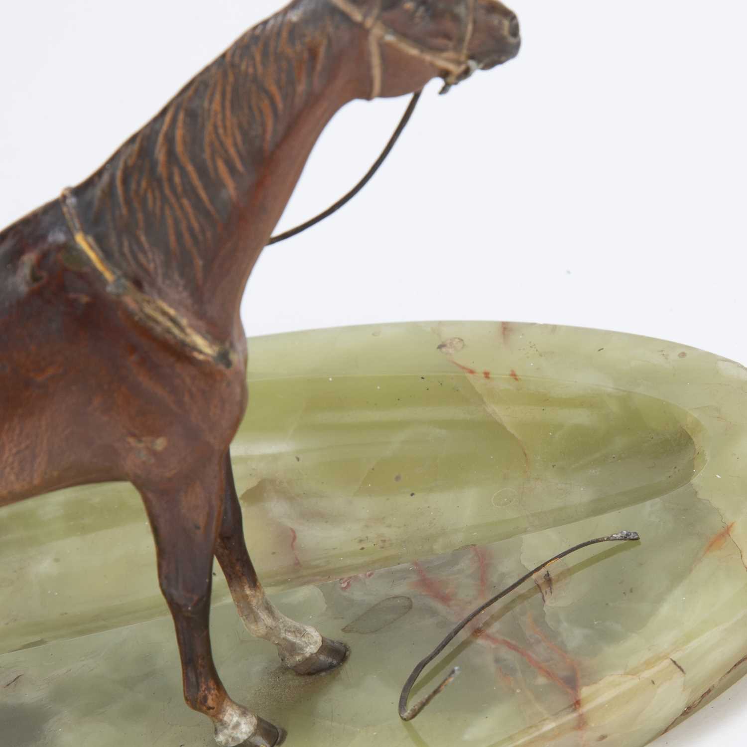 An early 20th century Austrian cold painted bronze coloured horse signed J.C.Sader to the underside, - Image 3 of 3