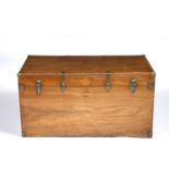 A 19th century camphor wood travelling trunk with brass mounts, 105cm wide x 49cm deep x 55cm