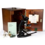 A Cooke Troughton and Simms, binocular microscope PAT No 525970 M30333, with 7 objectives and 5