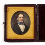 Attributed to William Maw Egley (1826 -1916) Miniture Portrait of Baron Eyre, painted on ivory 4.5cm