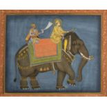 Rulers riding an elephant Indian, 18th Century depicting Mohammed Adil Shah, Sultan of Bijapur and