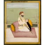 Portrait possibly of Ranjeet Singh Nathawat of Chomu Indian, 18th Century depicted seated outside,