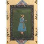 Mughal School Indian, 19th Century depicting a well-dressed figure, with a floral border, gouache,