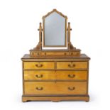 Aesthetic movement Ash, dressing table or chest, with ebonised detail and brass handles, on plinth