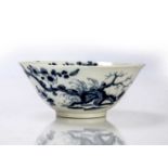 Worcester rice bowl porcelain, prunus root pattern, circa 1754-56, 10.4cm diameter approx