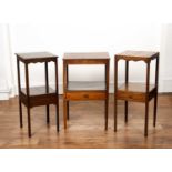 Three mahogany washstands 19th/20th Century, the pair 36cm square x 82cm high, and the other 49cm