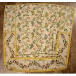 Needlework silk panel/cover 18th Century, with embroidered floral sprays on an ivory ground, and