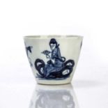 Small Liverpool Richard Chaffers and Co cup porcelain, circa 1756-58, painted with the 'Jumping Boy'
