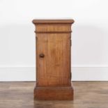 Mahogany pillar pot cupboard or side table 19th Century, with turned handle on plinth base, 37cm x