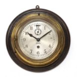 Barker of Kensington ships clock the silvered dial with Roman numerals and retailers mark, with
