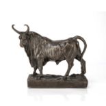 Bronze classical style model of a bull French, on a rectangular base with the foundry mark marked '