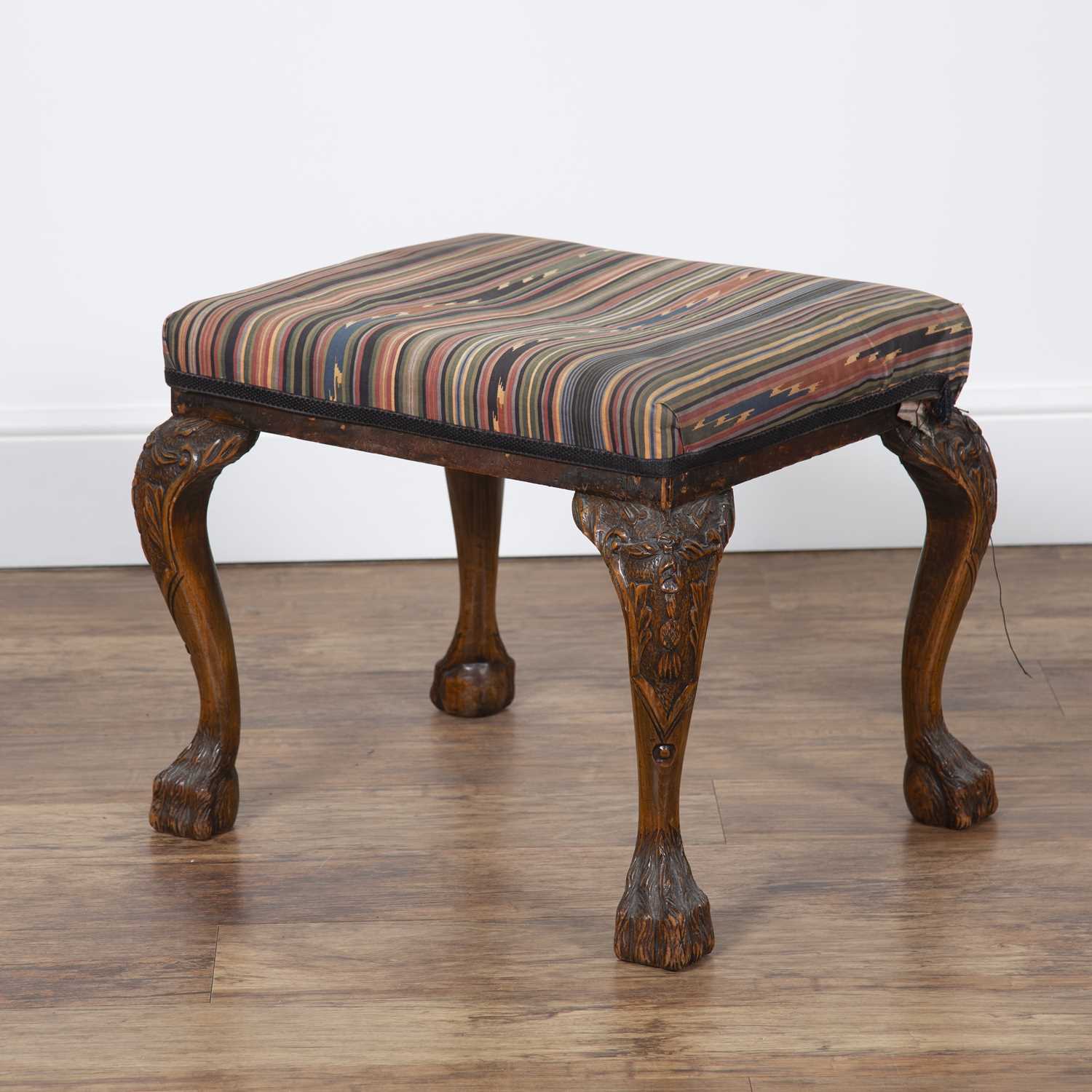 Mahogany stool 19th Century, in the Georgian style, overstuffed seat on ball and claw feet, 57cm x - Image 3 of 5