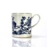 Worcester coffee can porcelain, circa 1755-56, painted with the 'Prunus Fence' pattern and with
