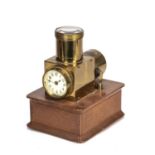 Ceiling projector clock or brothel clock Edwardian, brass cased, having a circular dial with Roman