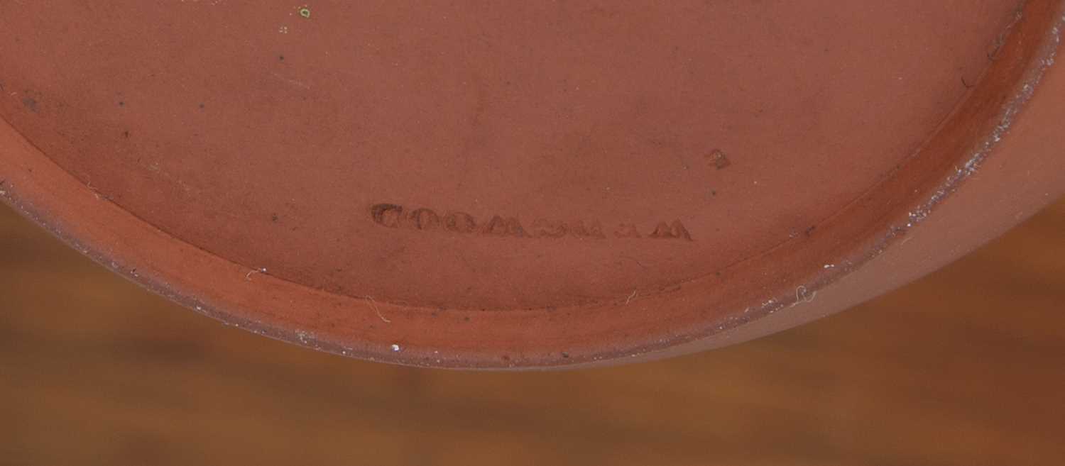 Watcombe terracotta vase in the manner of Dresser with painted enamel flower band, impressed mark - Image 4 of 6