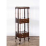 Mahogany what-not or étagère 19th Century, with pierced brass gallery top, brass handles, standing