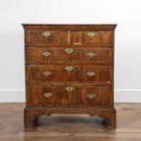 Walnut chest of drawers late 18th Century, two over three graduated drawers, standing on bracket