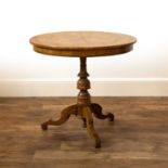 Walnut Sorrento table 19th Century, with parquetry decoration to the circular top and tripod base,